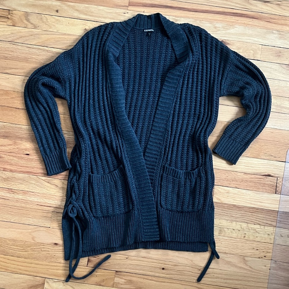 Express Long Charcoal Gray Cardigan Size Small